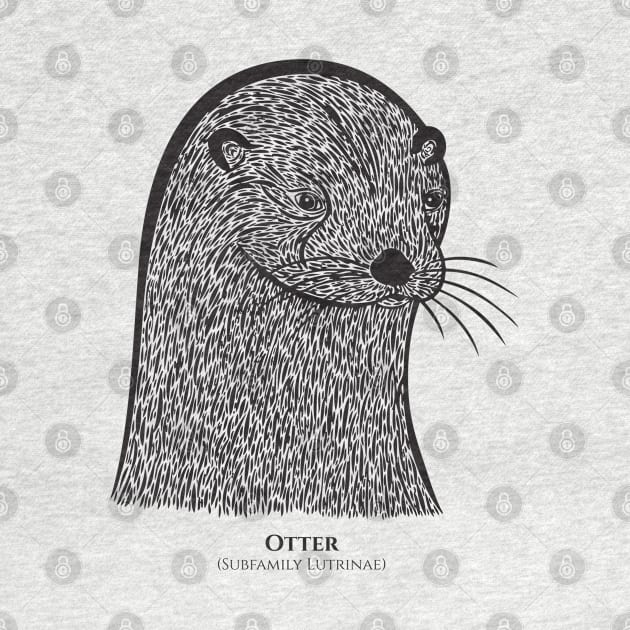 Otter with Common and Scientific Names - otter lover's design by Green Paladin